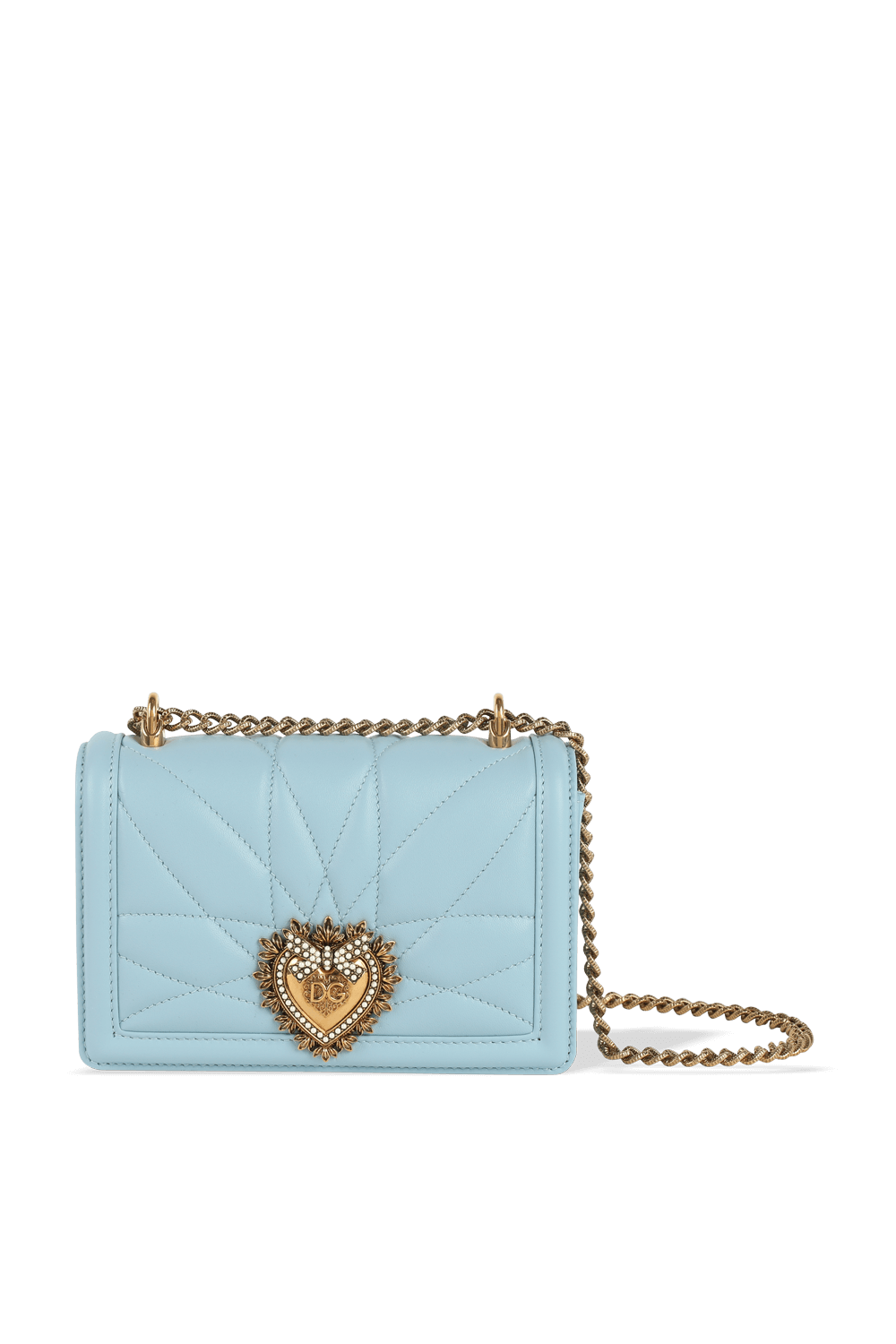 Small Devotion Crossbody Bag in Azure Quilted Nappa Leather DOLCE & GABBANA