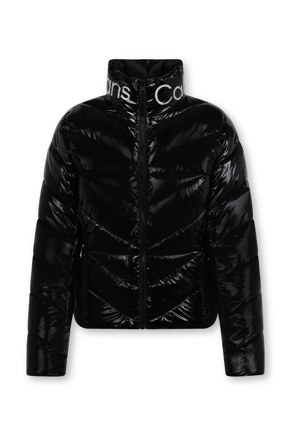 תמונה קידמית של מעיל פוך מבריק מניילון