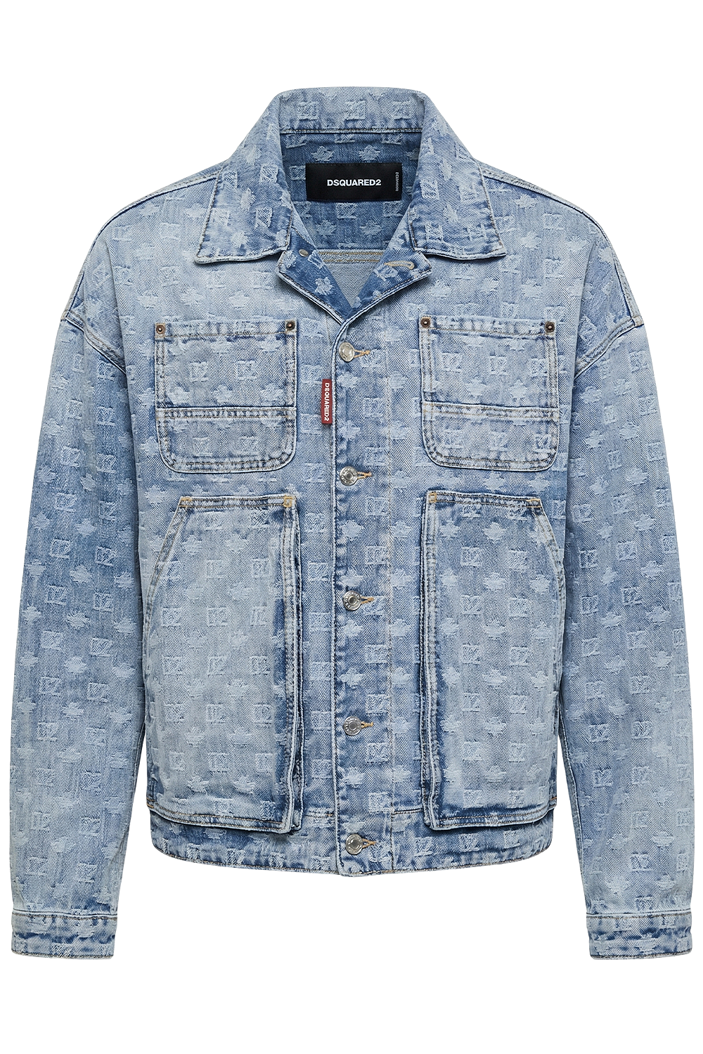 תמונה קידמית של ז'קט ג'ינס בגזרה משוחררת