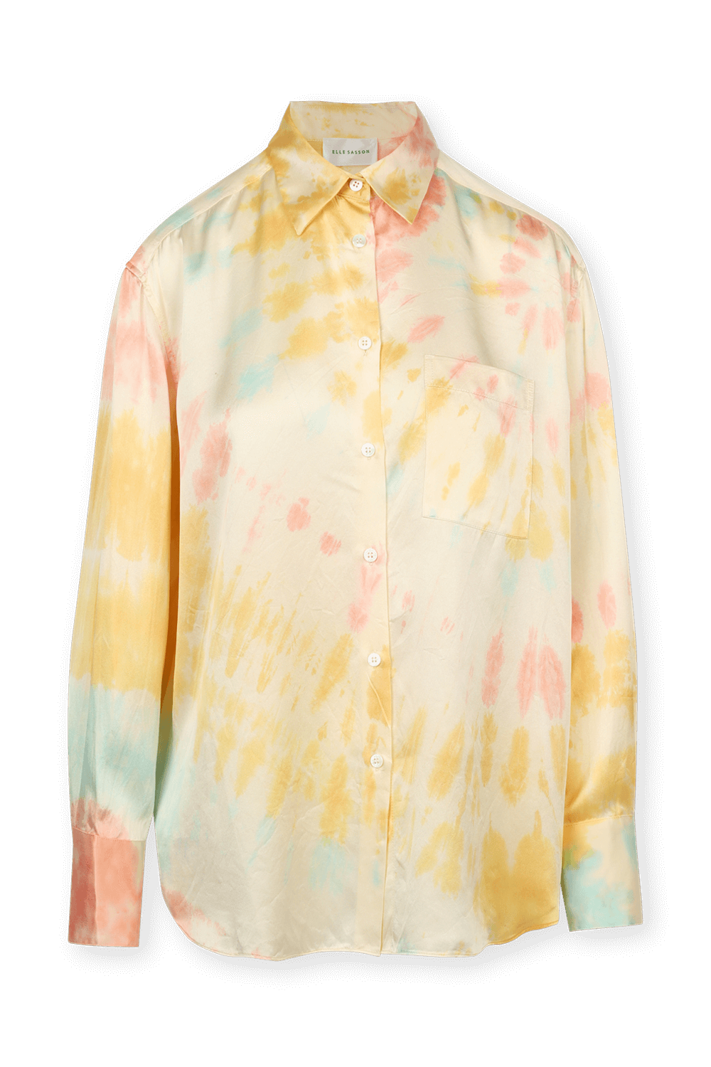 תמונה קידמית של Oversize Button Down Shirt in Pastel Tie-Dye