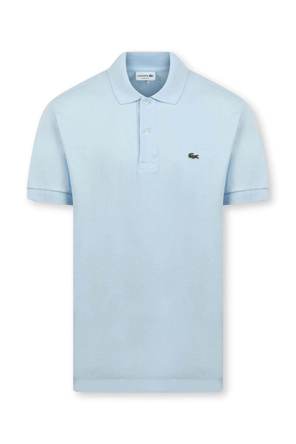 תמונה קידמית של חולצת פולו תכלת עם לוגו