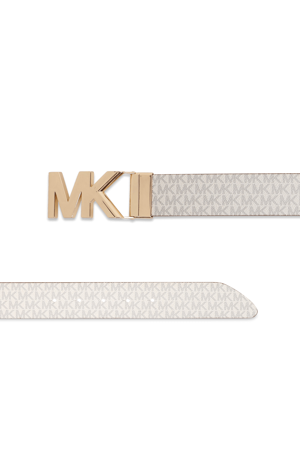 תמונת תקריב של חגורה צו צדדית בגווני לבן וחום