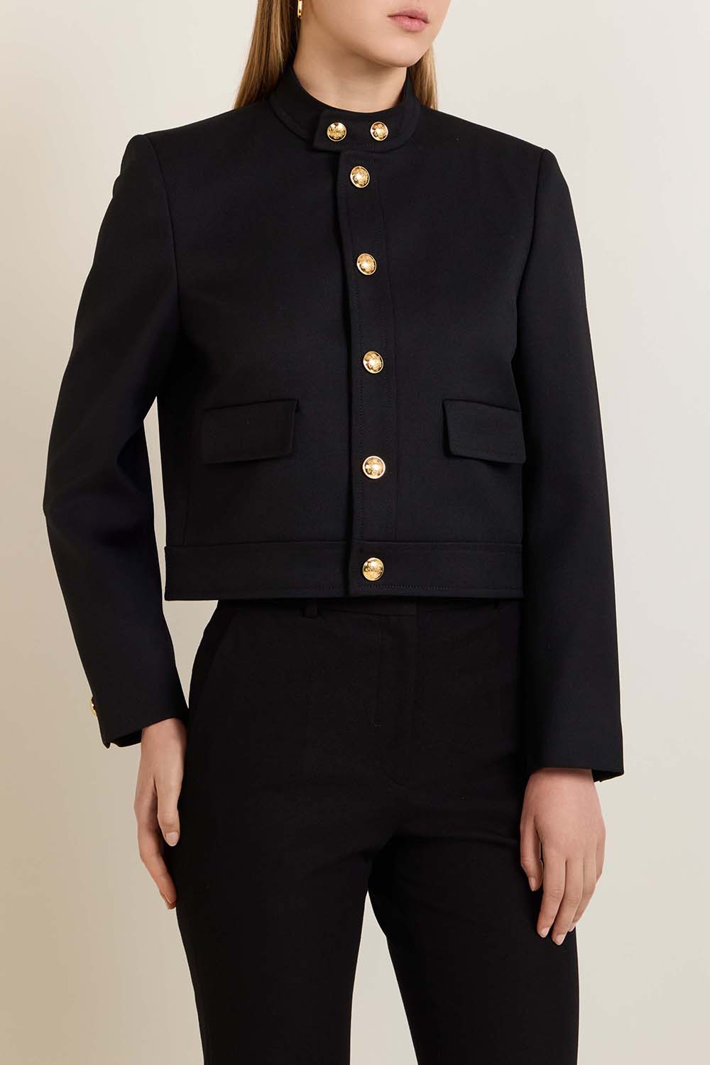 תמונת דוגמן קידמית של ז'קט צמר קרופ