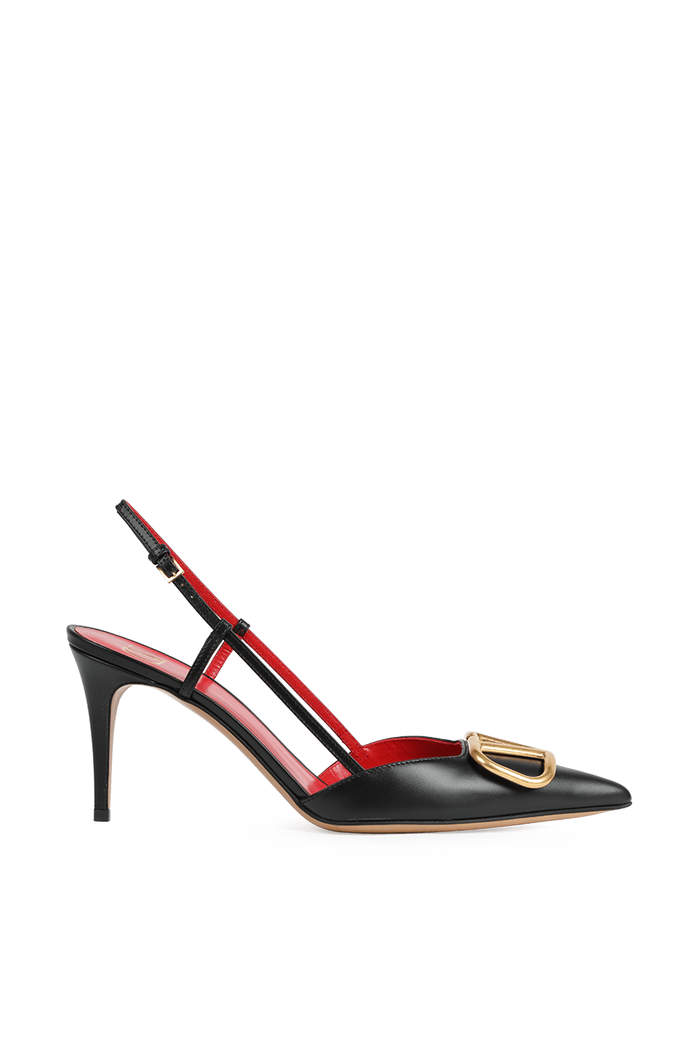 תמונה קידמית של נעלי עקב סלינג-בק בצבע שחור