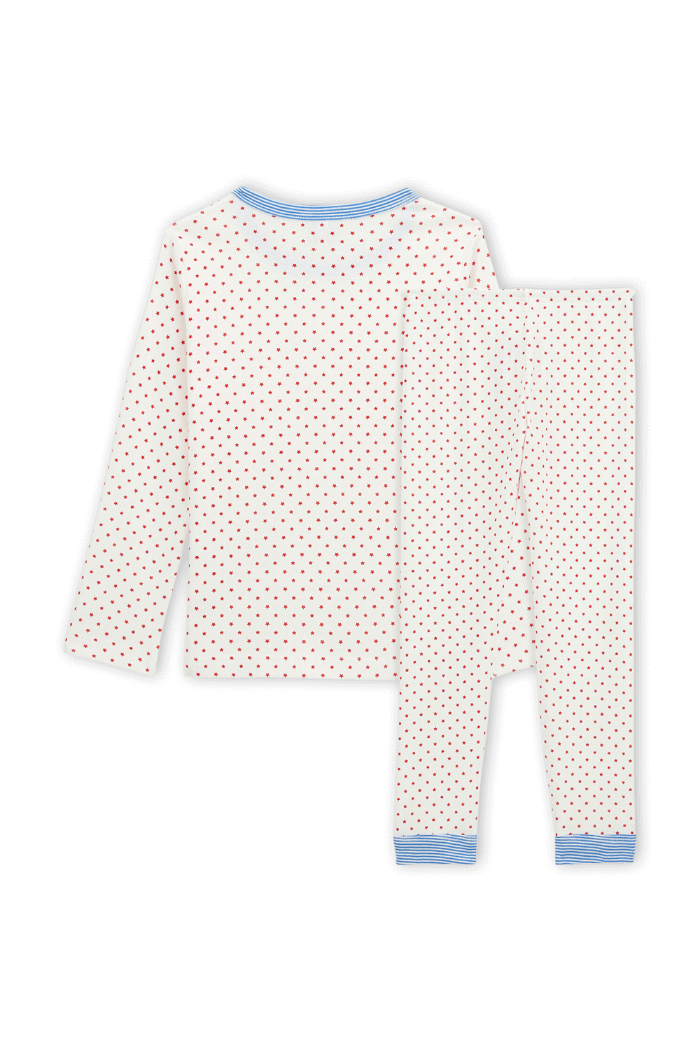 תמונה אחורית של גילאי 6-12 סט פיג'מה כוכבים ארוך  בגוון לבן