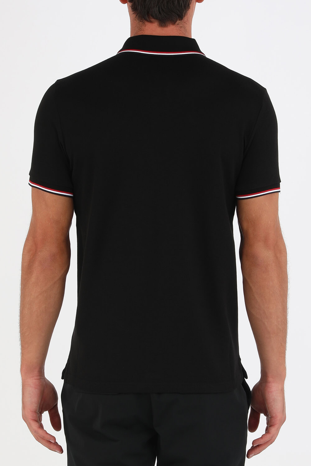 חולצת פולו עם לוגו רקום בגוון שחור MONCLER