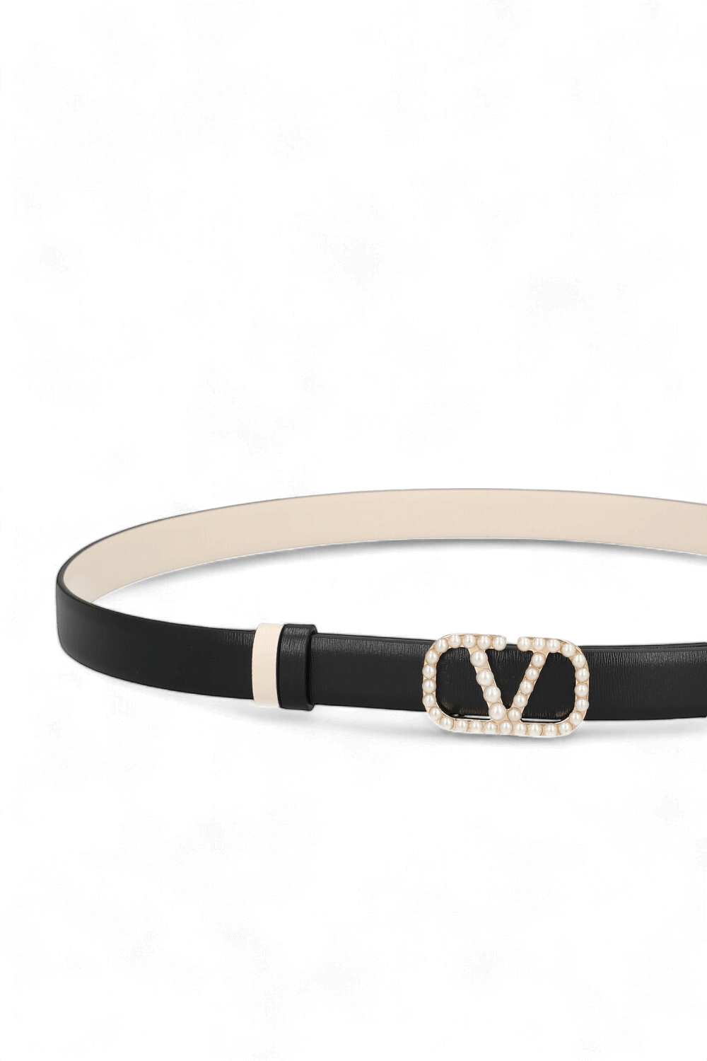 חגורה דו צדדית עם אבזם פנינים