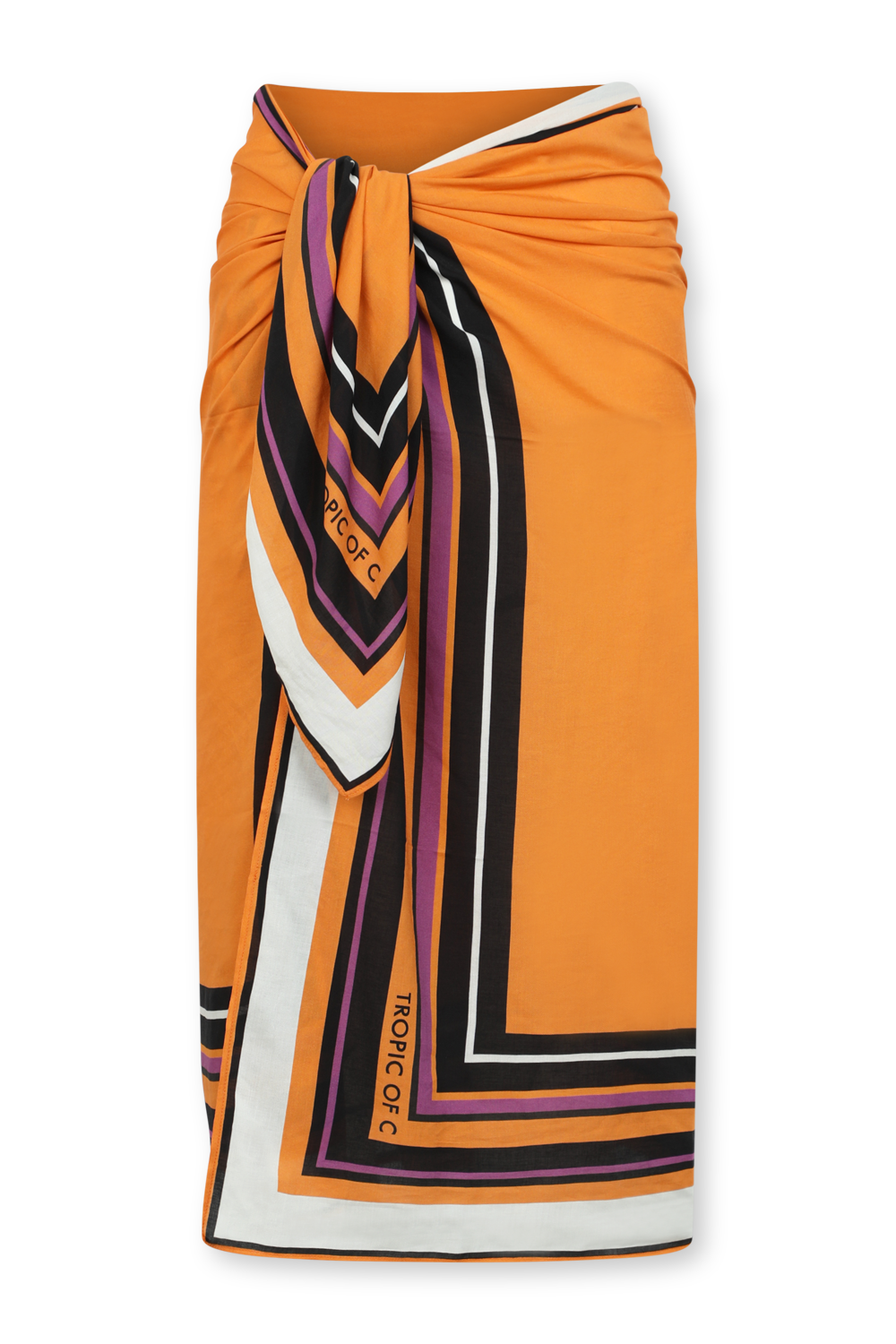 תמונה קידמית של פראו סיינה כתום עם עיטורי פסים