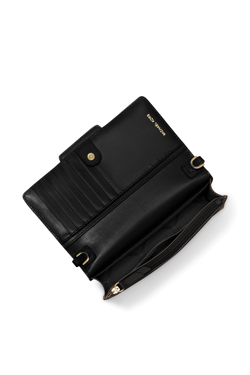 תמונה אחורית של תיק צד מיני מעור שחור עם שרשרת