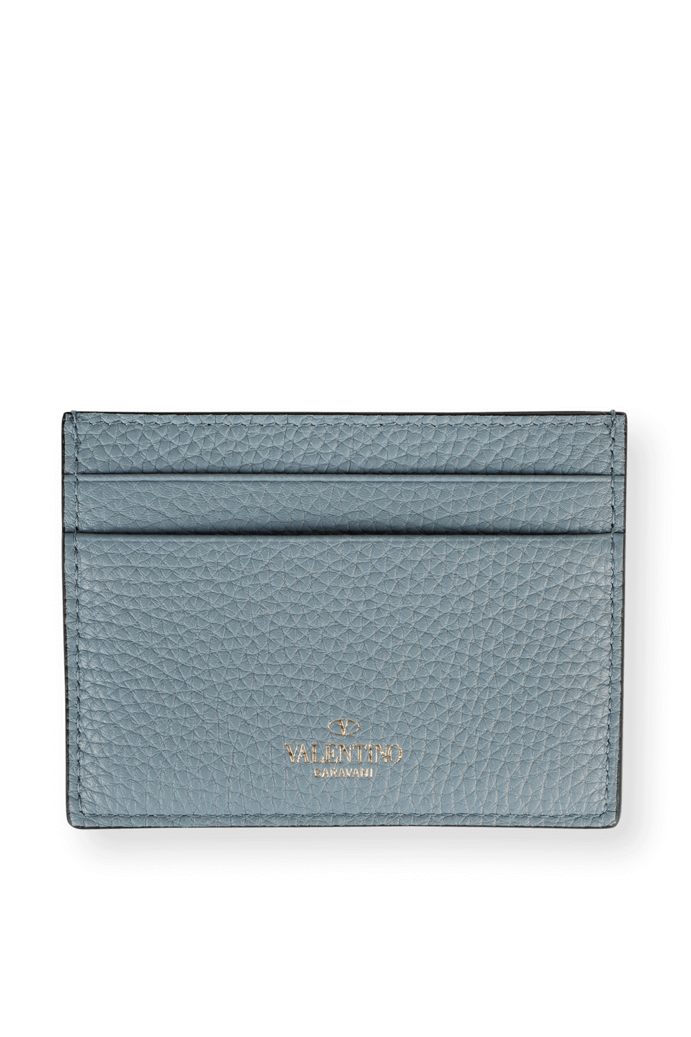 תמונה אחורית של ארנק כרטיסים מעור בגוון תכלת