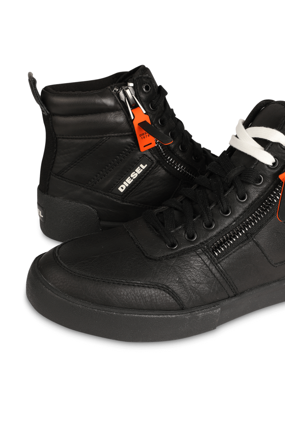 S- Velows Mid Cut Sneakers in Black Leather DIESEL