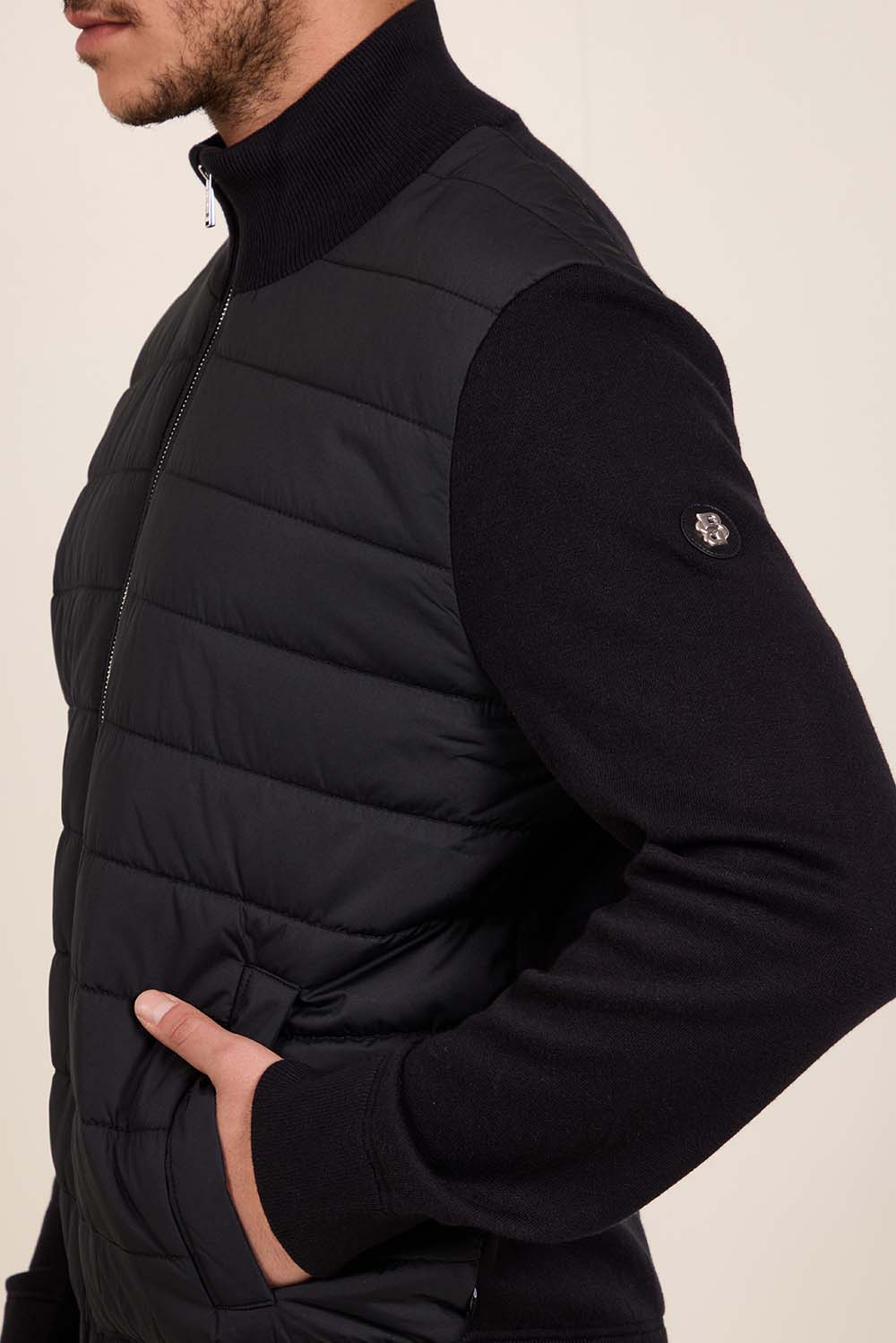 תמונת תקריב דוגמן של ז'קט צמר