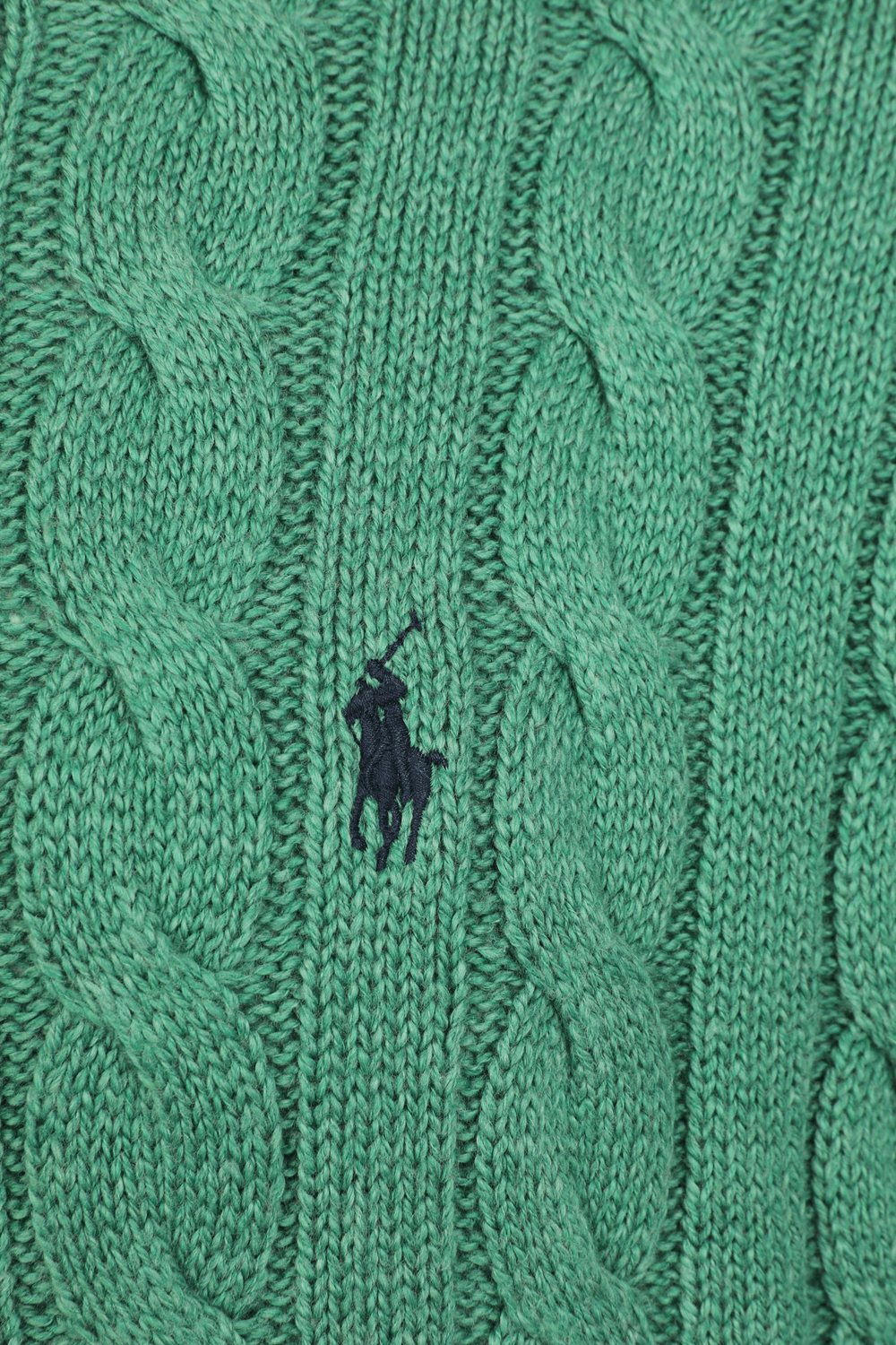 תמונה אחורית של Cable-Knit Cotton Sweater in Green