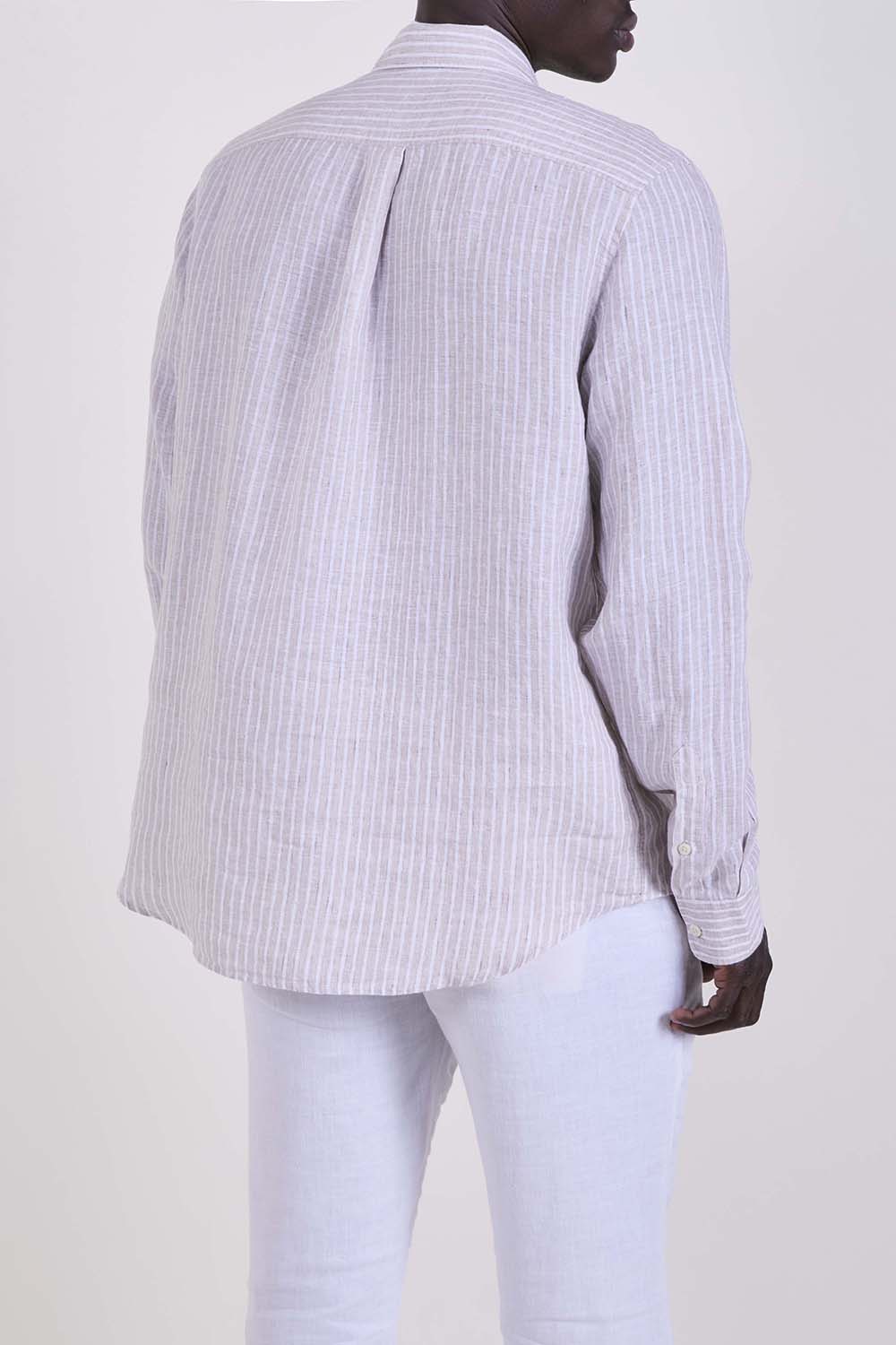 תמונת דוגמן אחורית של חולצה מכופתרת בגזרה משוחררת