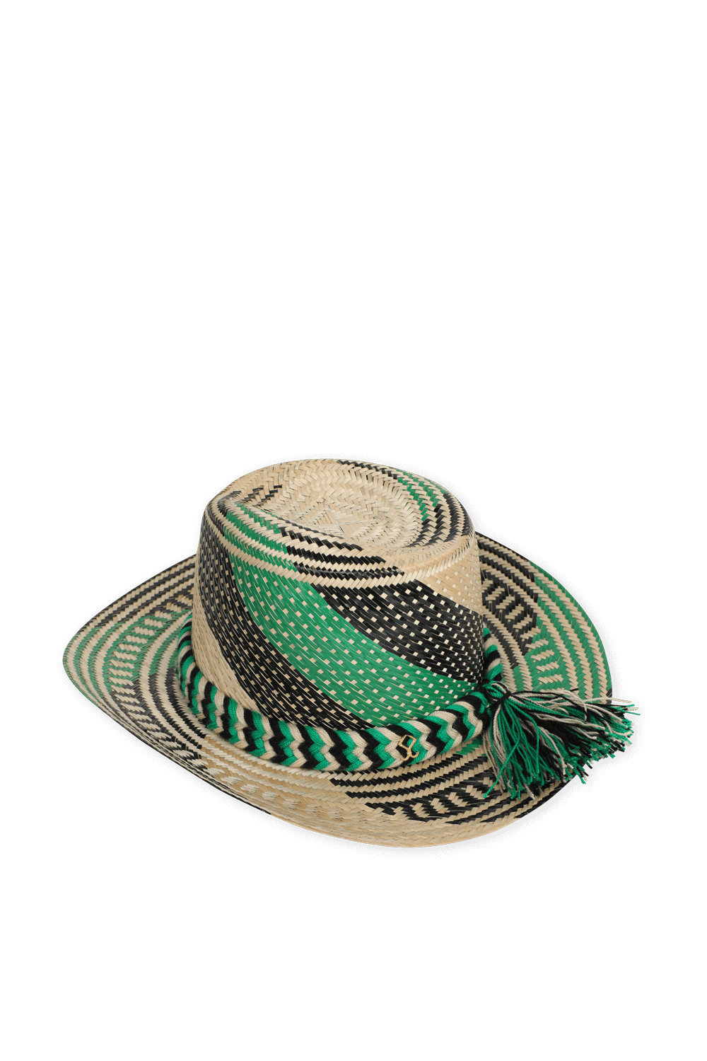 Straw Hat in Brown and Green YOSUZI