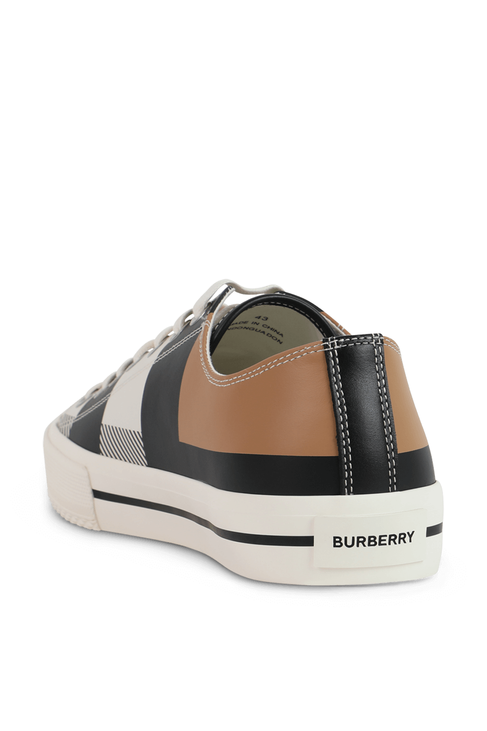 נעלי סניקרס מעור עם משבצות בגווני שחור, לבן וקאמל BURBERRY