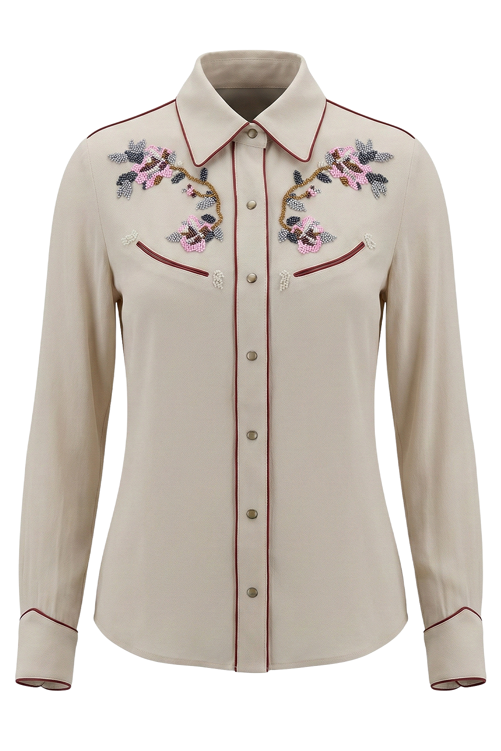 תמונה קידמית של חולצת כפתורים ארוכה