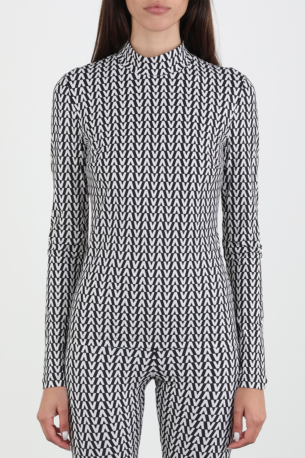 Jersey Top in Black and White image number null VALENTINO