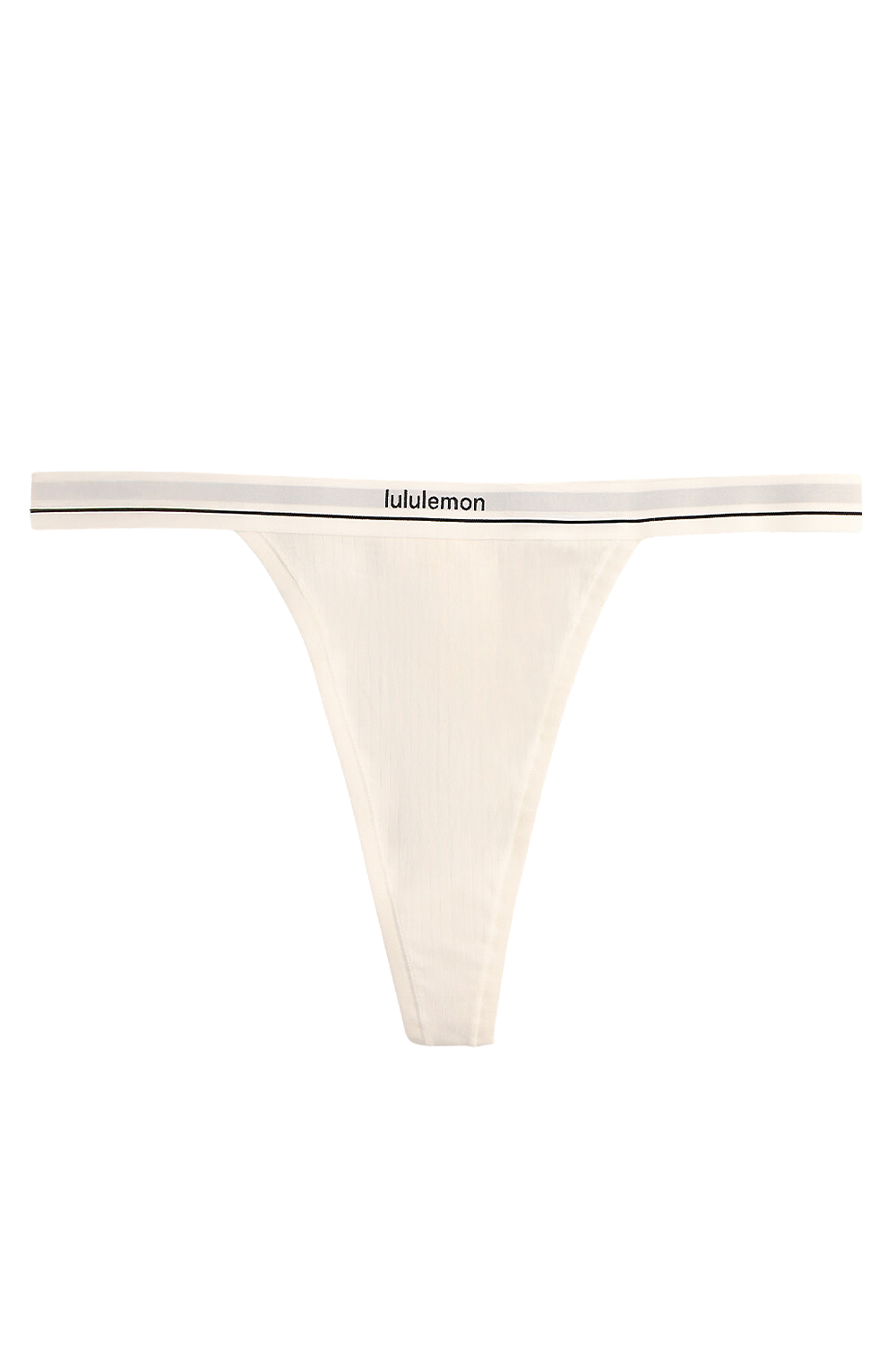 תמונה קידמית של Stretch Cotton Ribbed Logo High-Rise Thong Underwear