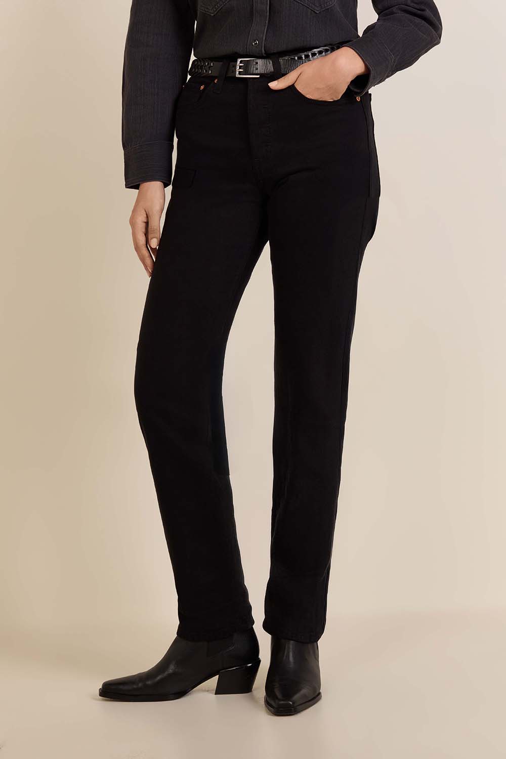 תמונת דוגמן קידמית של מכנסי ג'ינס 501 בגזרה ישרה