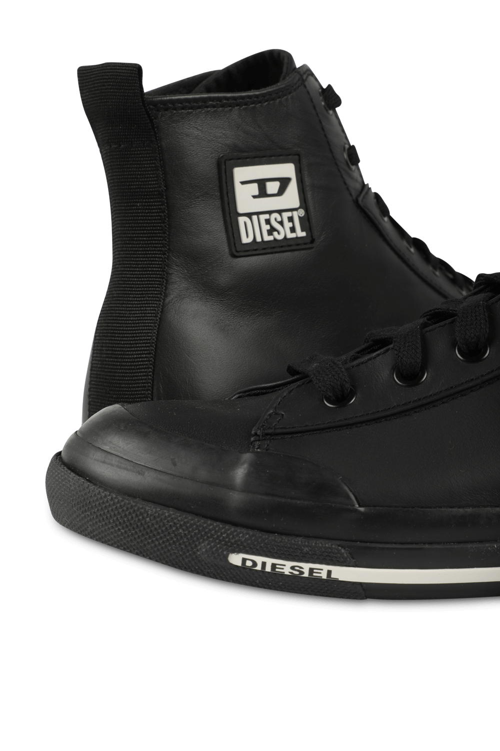 Logo Patch Sneakers in Black Leather DIESEL