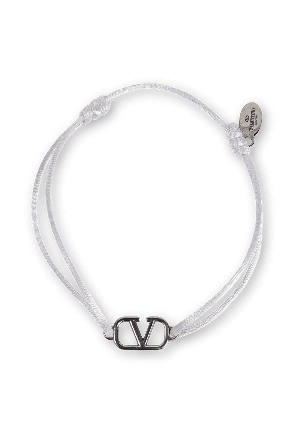 צמיד חוט לבן עם לוגו כסוף image number null VALENTINO