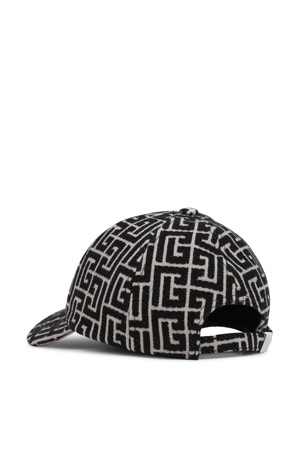 כובע מצחייה עם הדפס מונוגרמי בגווני שחור ובז' BALMAIN