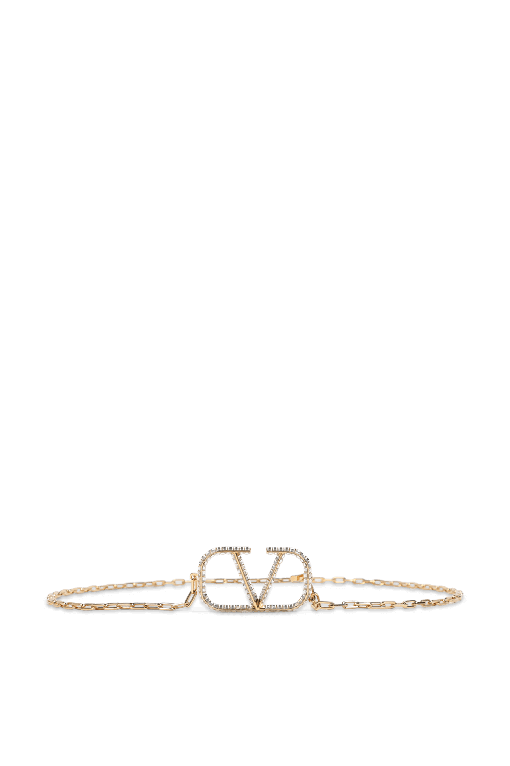 תמונה קידמית של חגורת שרשרת וקריסטלים