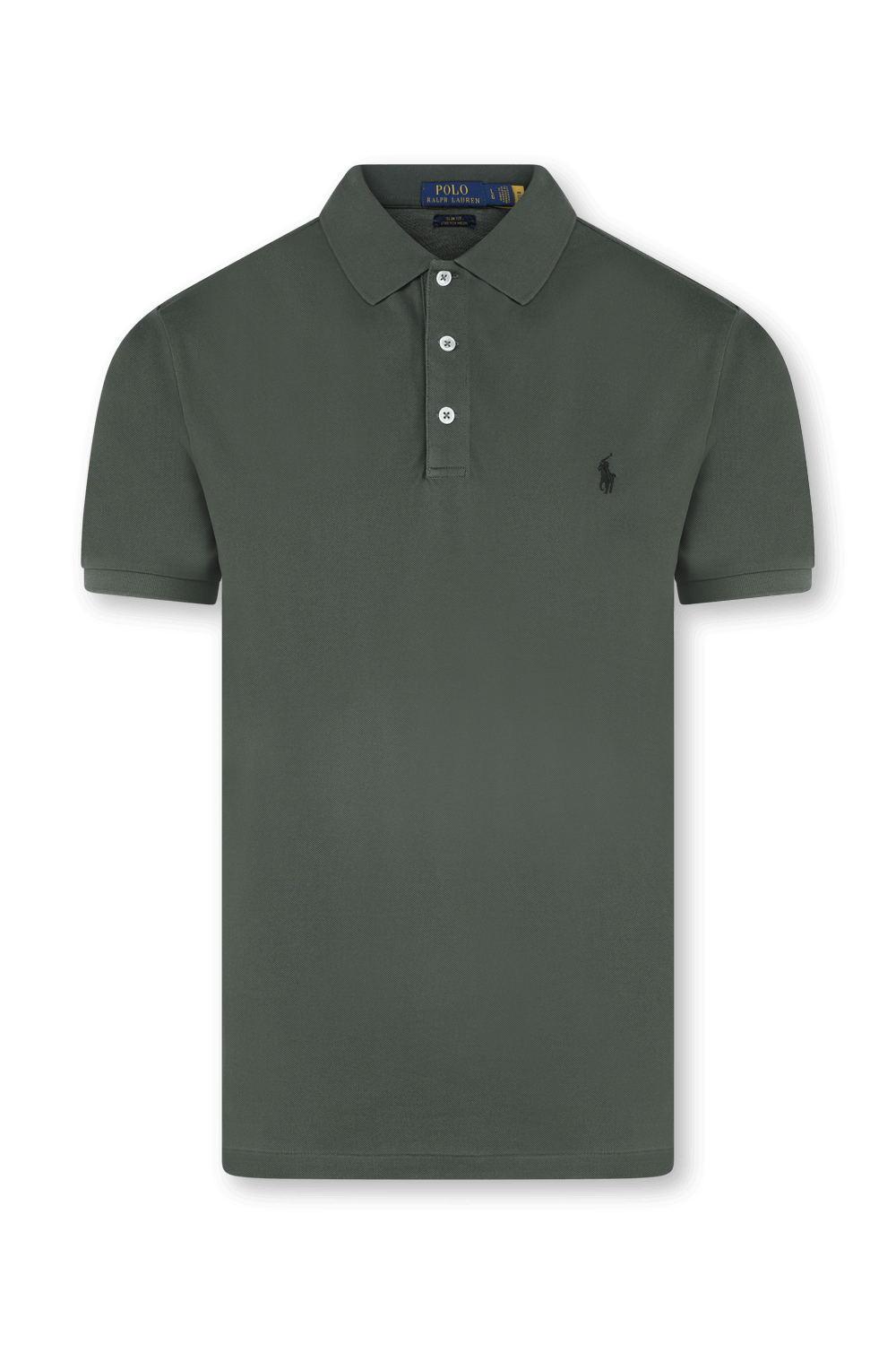 תמונה קידמית של חולצת פולו סלים מכותנה עם לוגו רקום