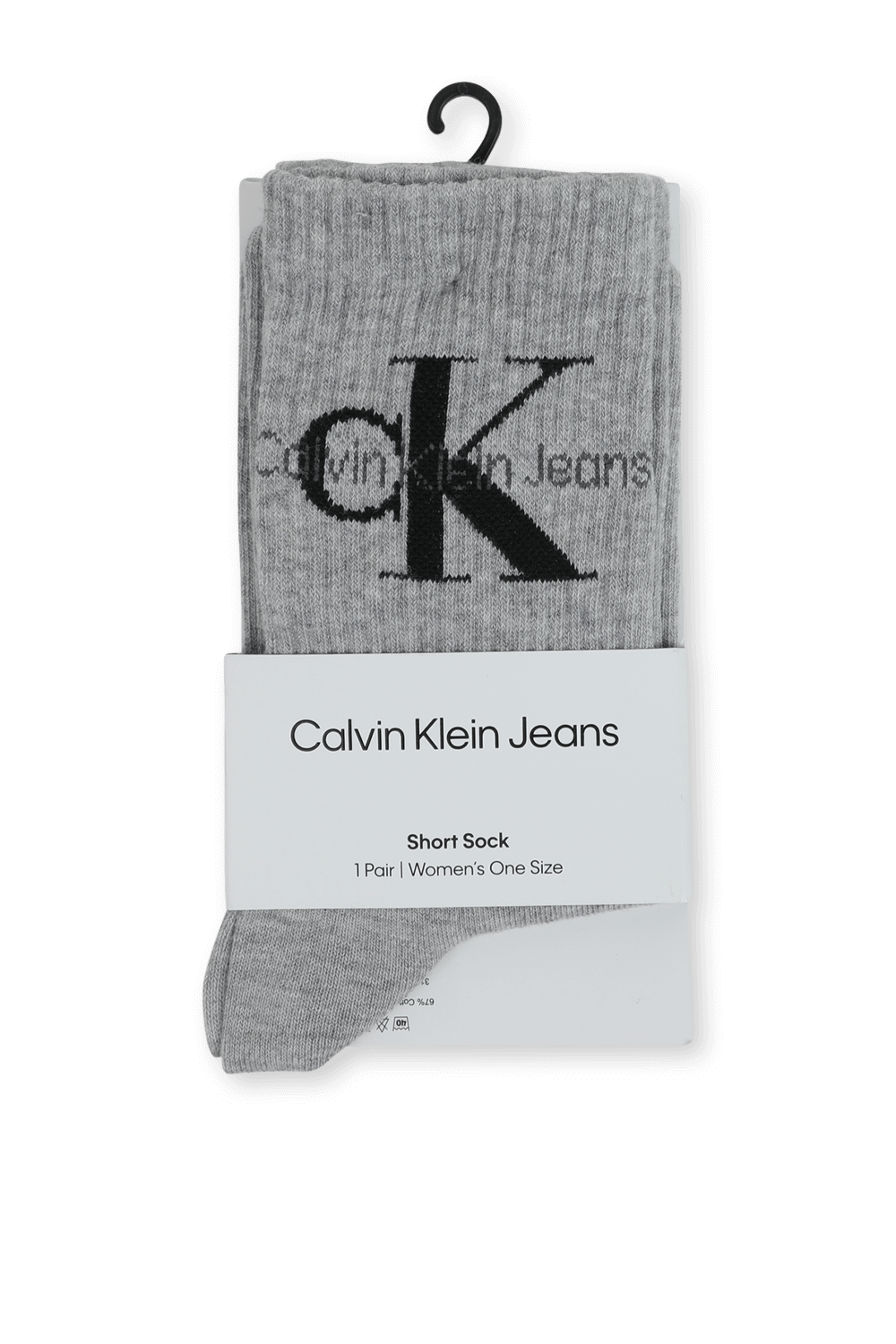 גרביים באורך קרסול ובסריגת ריב עם לוגו בגוון אפור CALVIN KLEIN