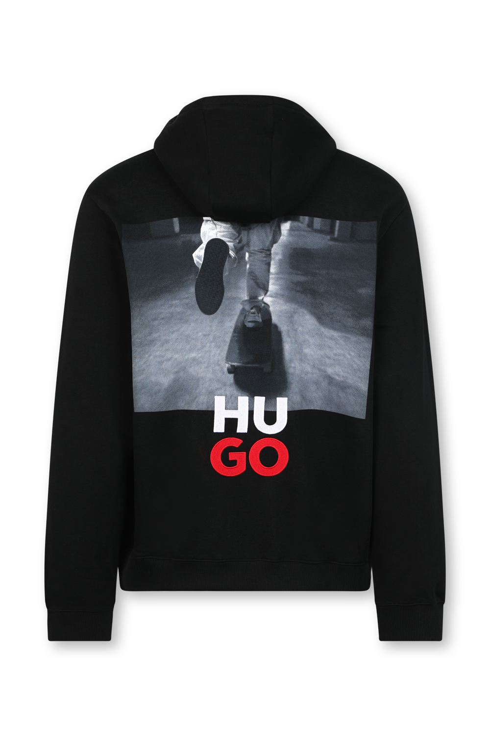 תמונה אחורית של סווטשירט קפו'צון עם הדפס גראפי