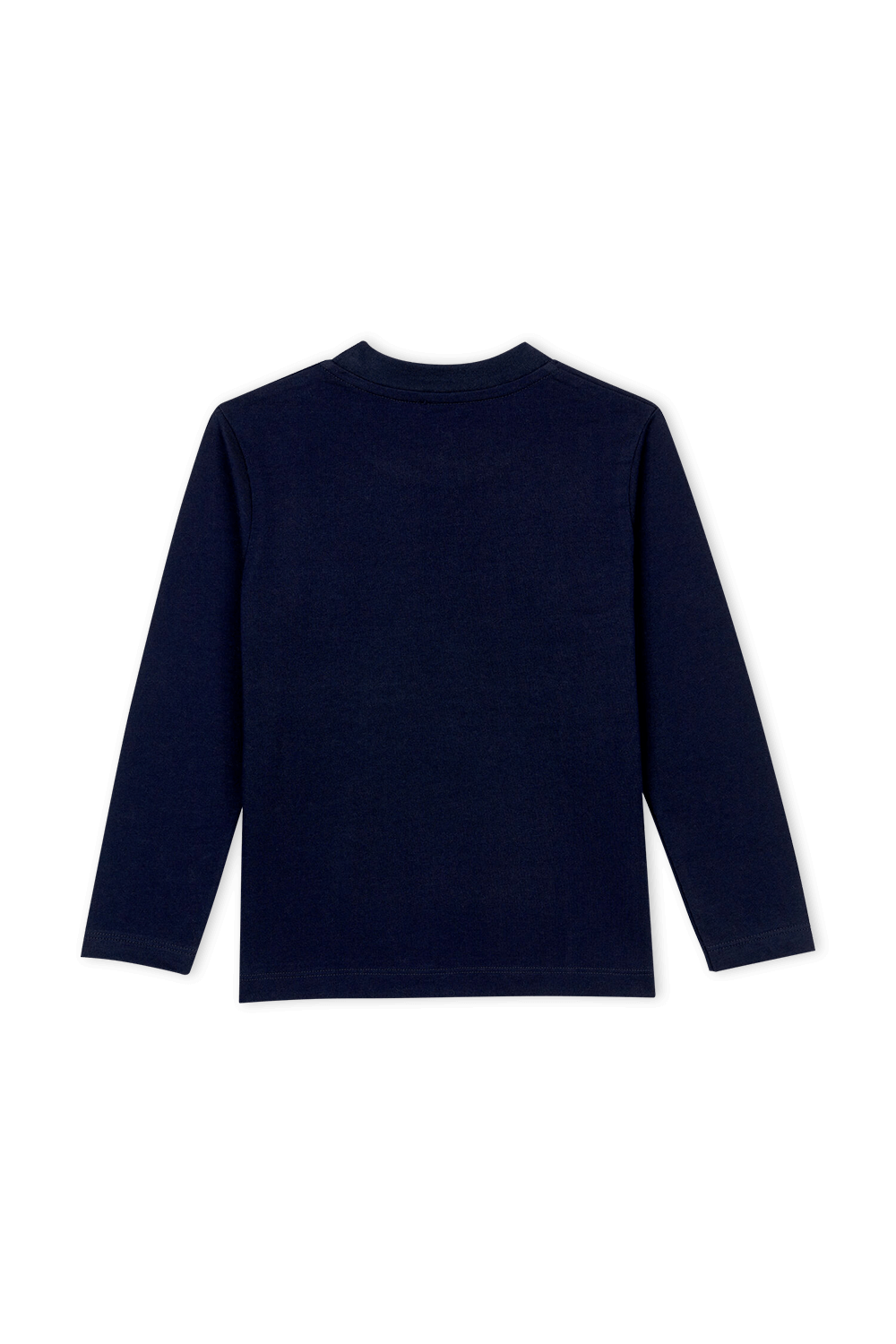 תמונה אחורית של גילאי 3-5 חולצה ארוכה עם הדפס גרפי בצבע כחול