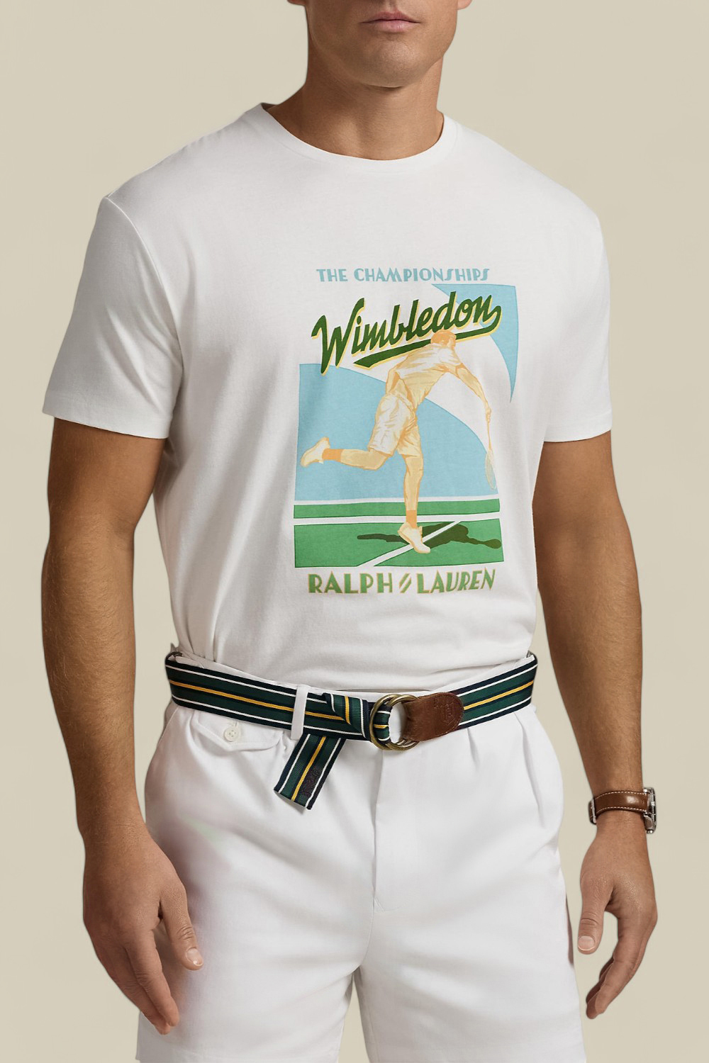 תמונת דוגמן קידמית של פולו רלף לורן X ווימבלדון חולצת טי