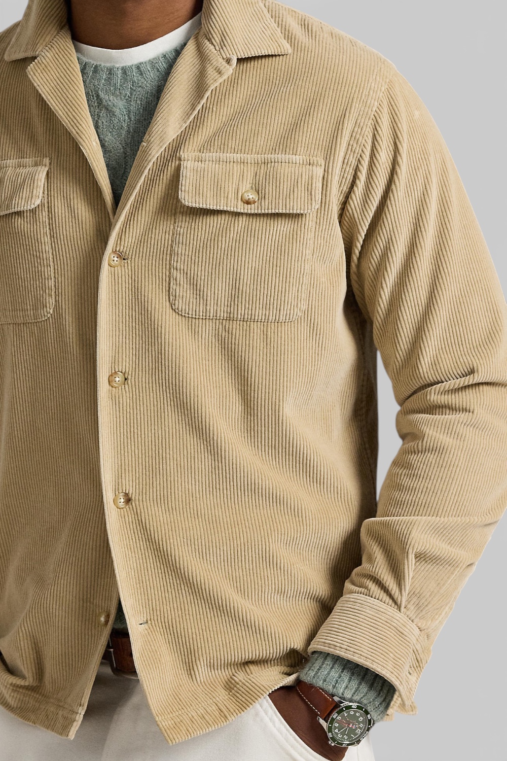 תמונת תקריב דוגמן של חולצה מכופתרת