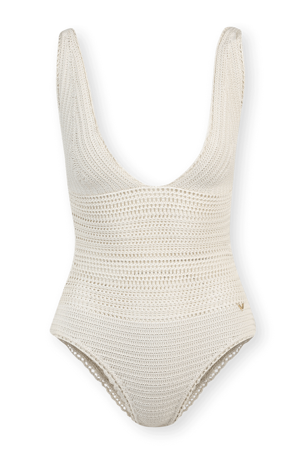 תמונה קידמית של One-Piece Crochet Swimsuit in Ivory