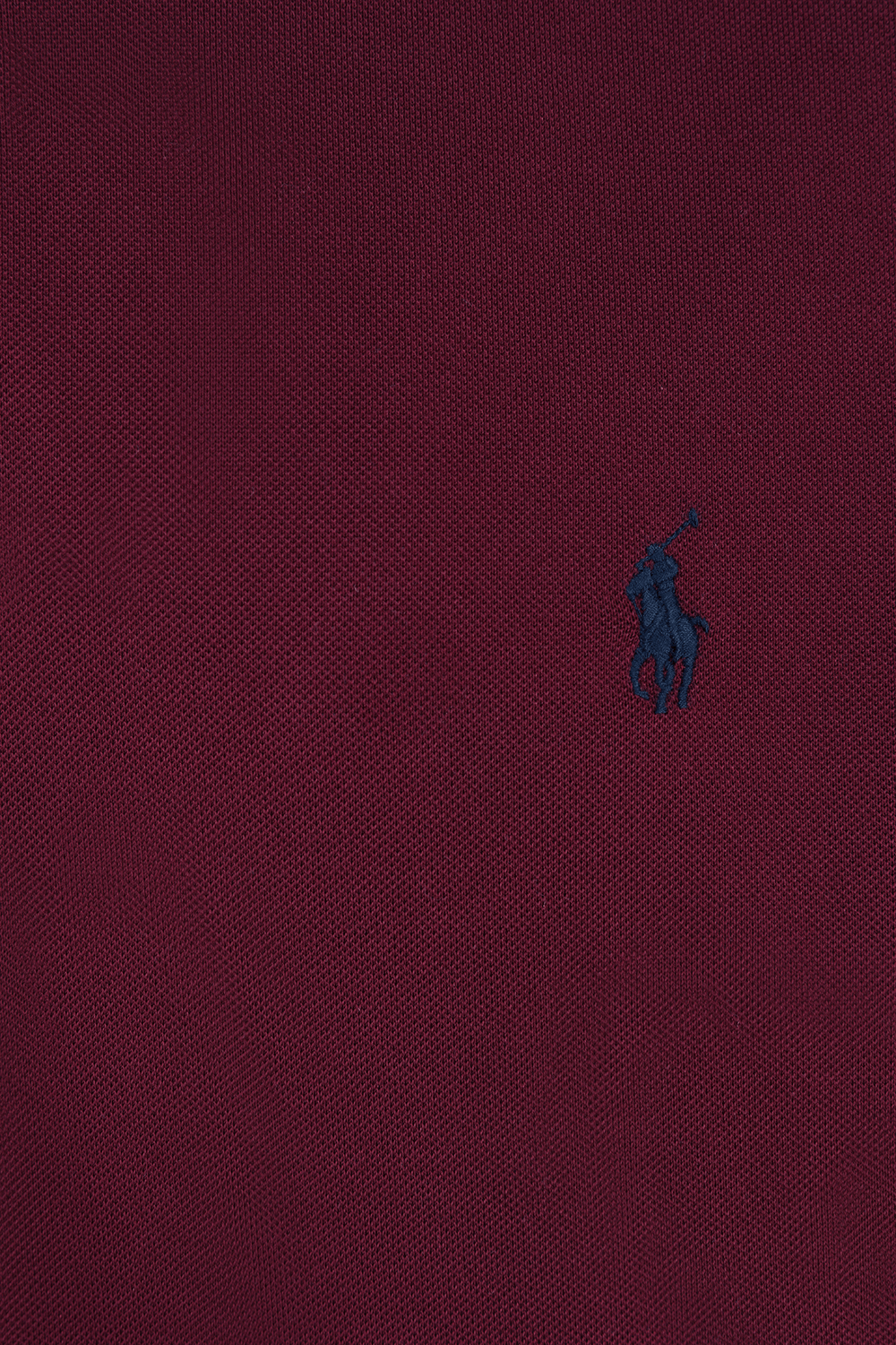 תמונה אחורית של חולצת פולו סלים מכותנה עם לוגו רקום