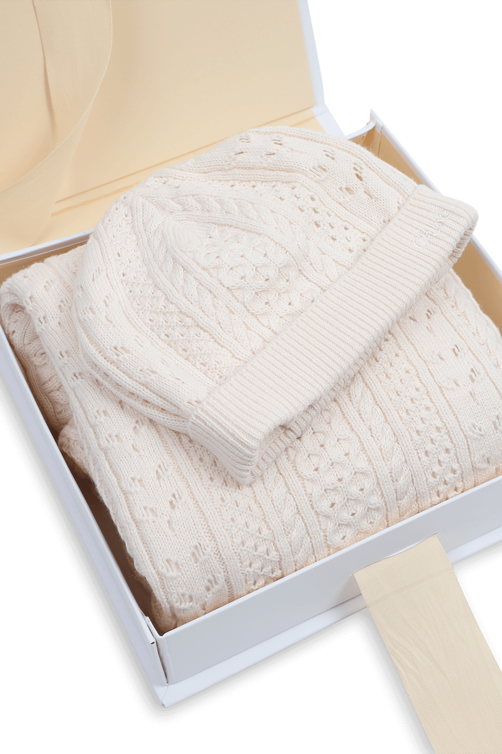 מארז אוברול וכובע סרוגים - גילאי 1-18 חודשים