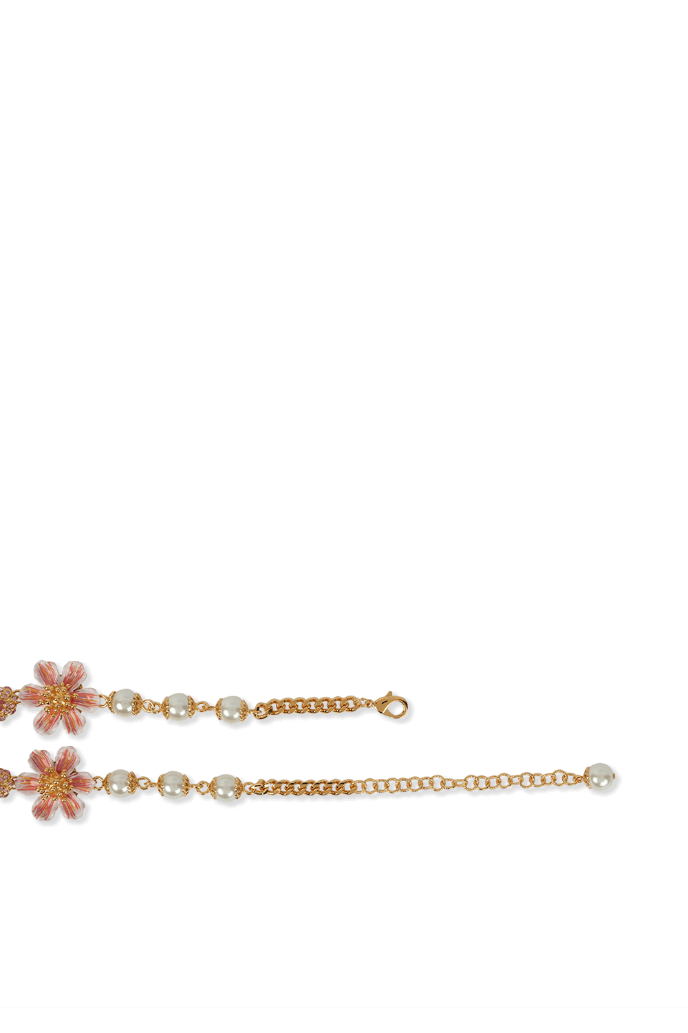 שרשרת זהב עם פנינים ותליוני פרחים DOLCE & GABBANA