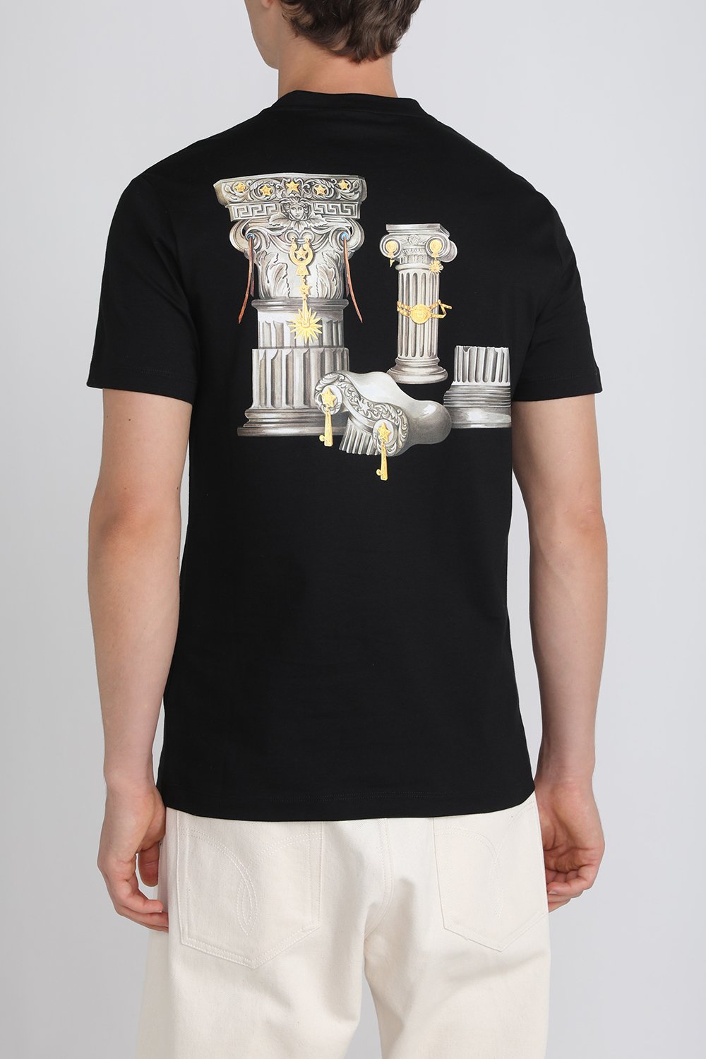 חולצת טי עם הדפס עמודים רומיים VERSACE