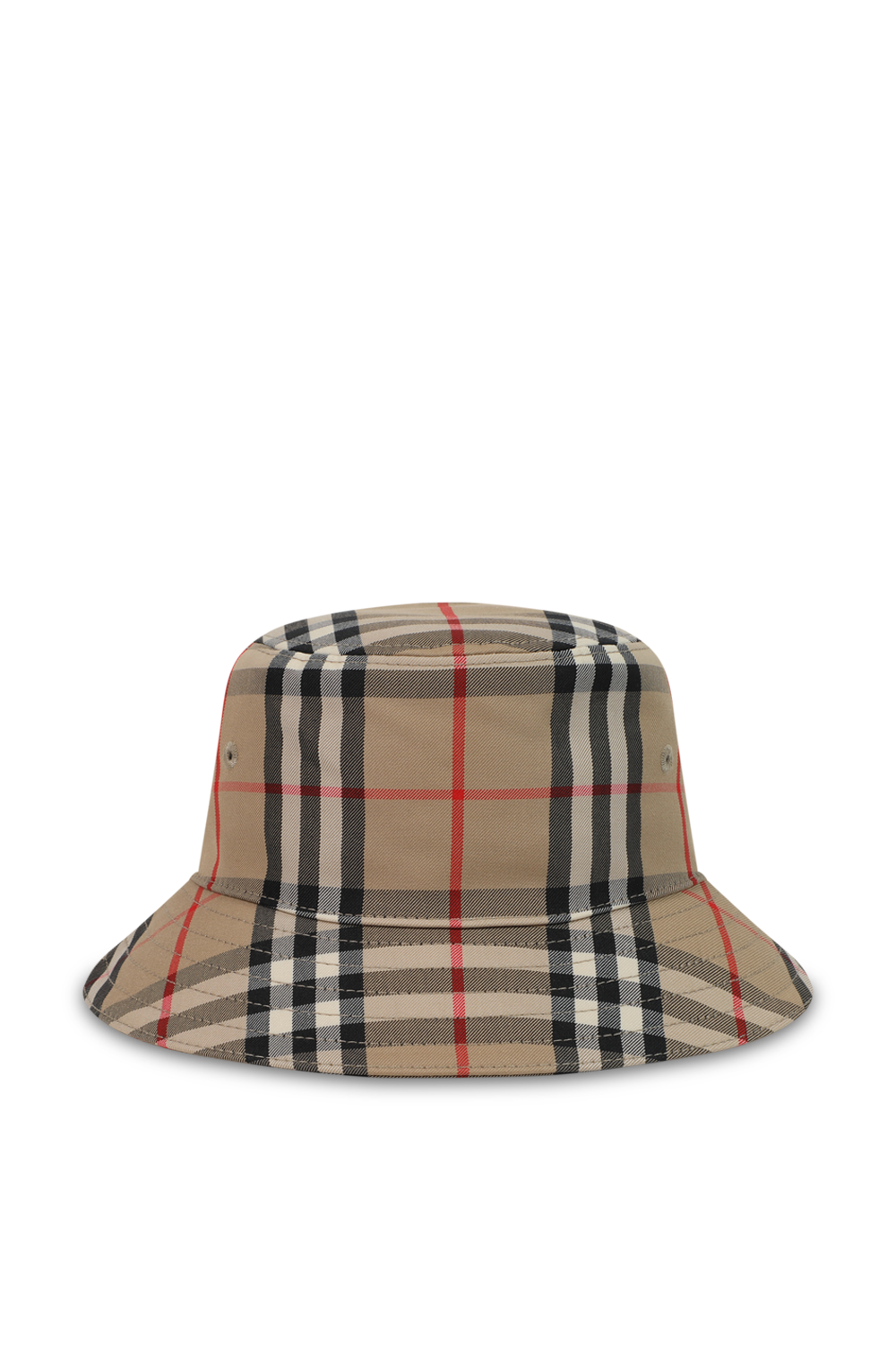 כובע באקט בז' עם הדפס משבצות אייקוני BURBERRY