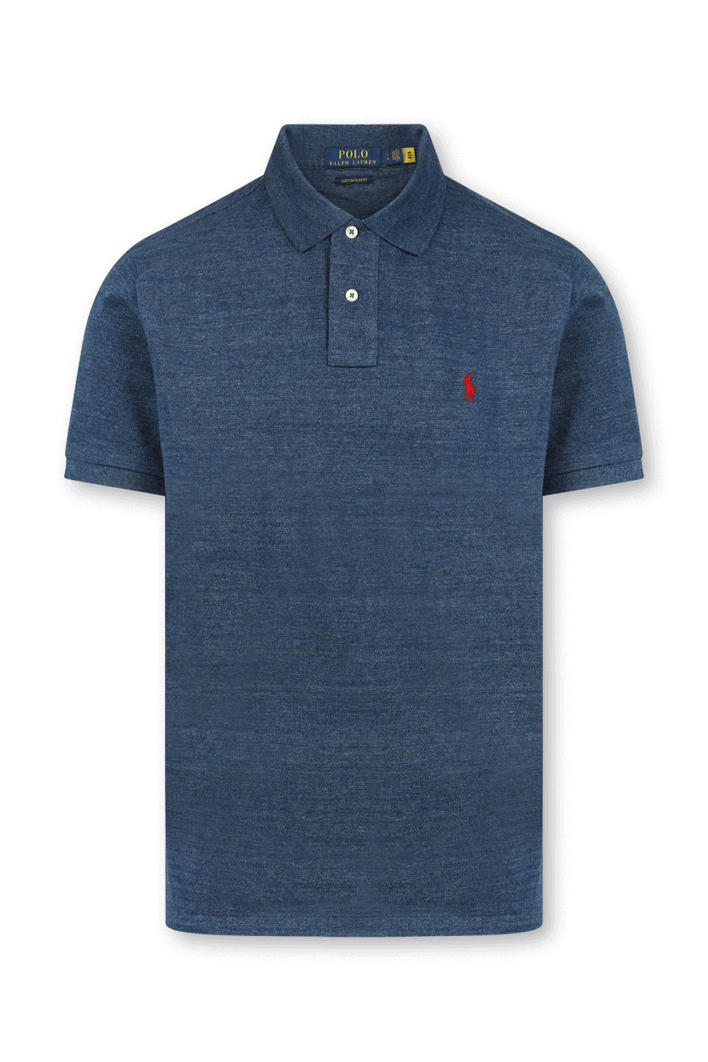 חולצת פולו קצרה כחולה עם לוגו רקום POLO RALPH LAUREN