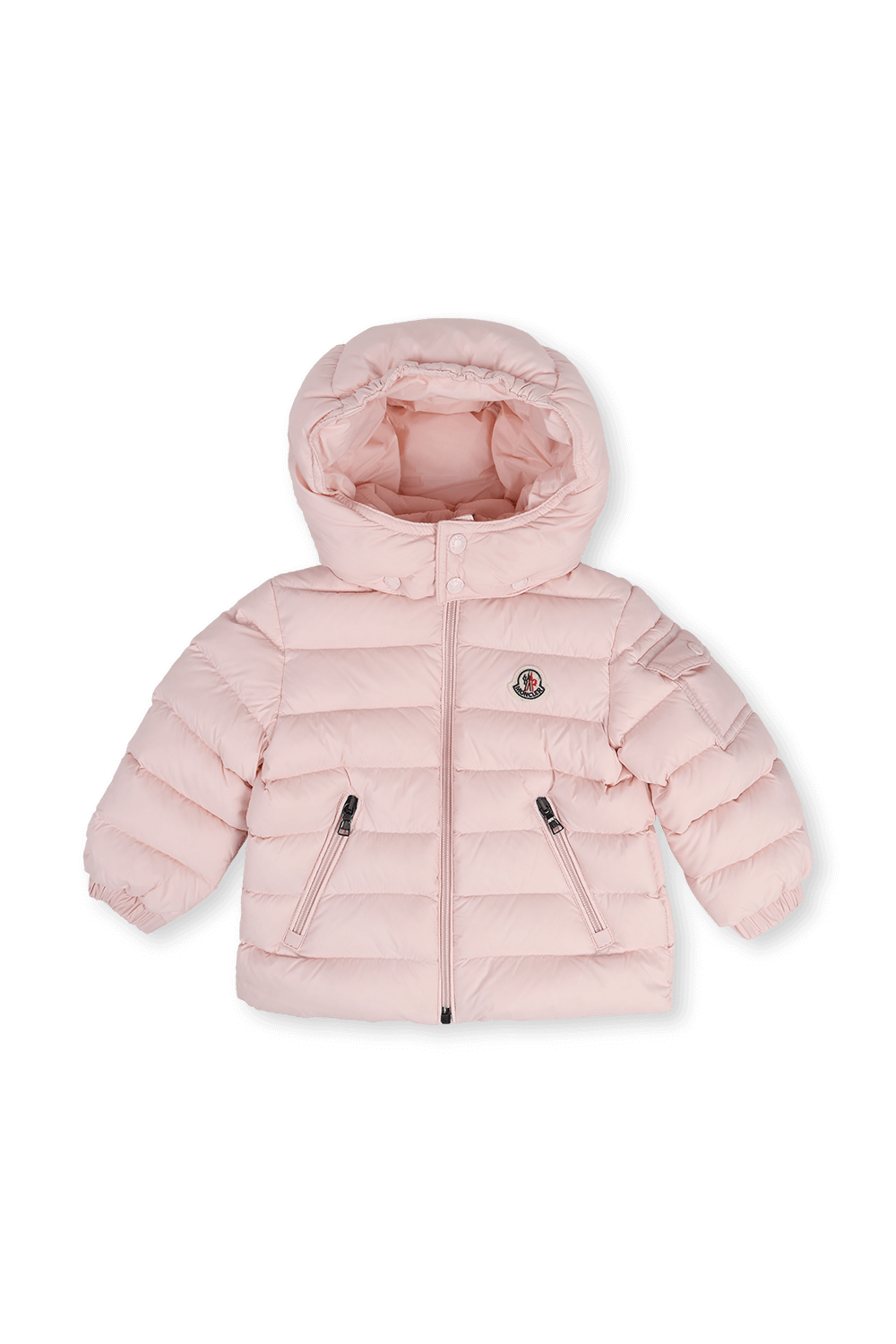 תמונה קידמית של גילאי 3 חודשים- 3 שנים מעיל מרופד עם כובע נשלף בצבע ורוד בייבי