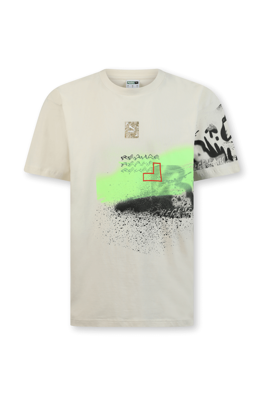 תמונה קידמית של חולצת טי בוקסי גרפיק בגוון שמנת