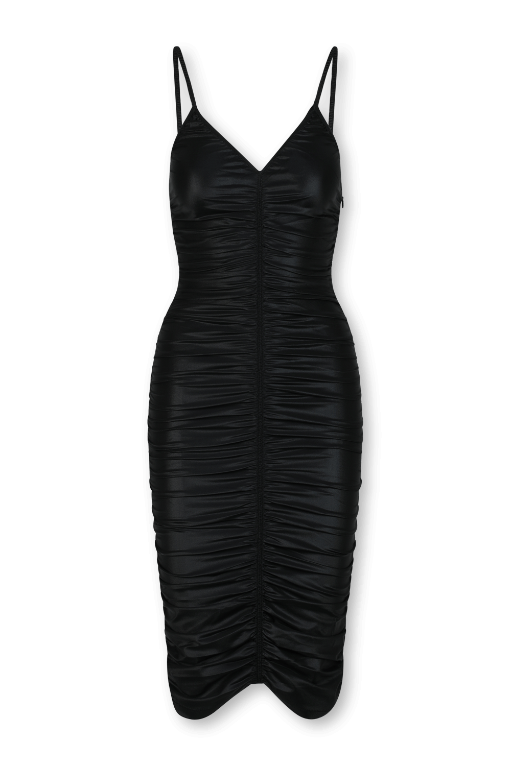 שמלת מידי כיווצים במראה מבריק ובגוון שחור ALEXANDER WANG