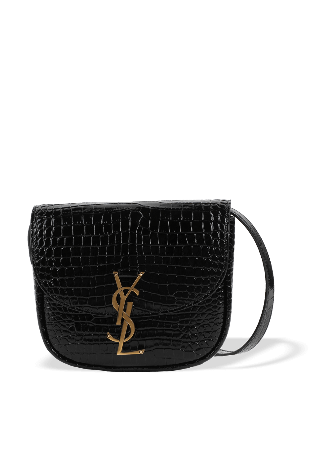 תמונה קידמית של תיק קאיה מעור בגימור קרקו בצבע שחור