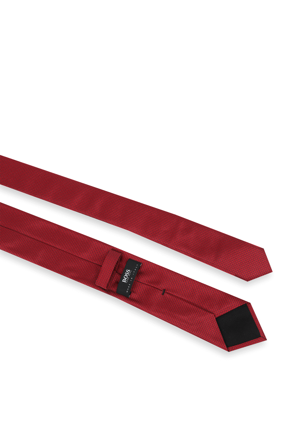 Textured Silk Tie in Red image number null BOSS