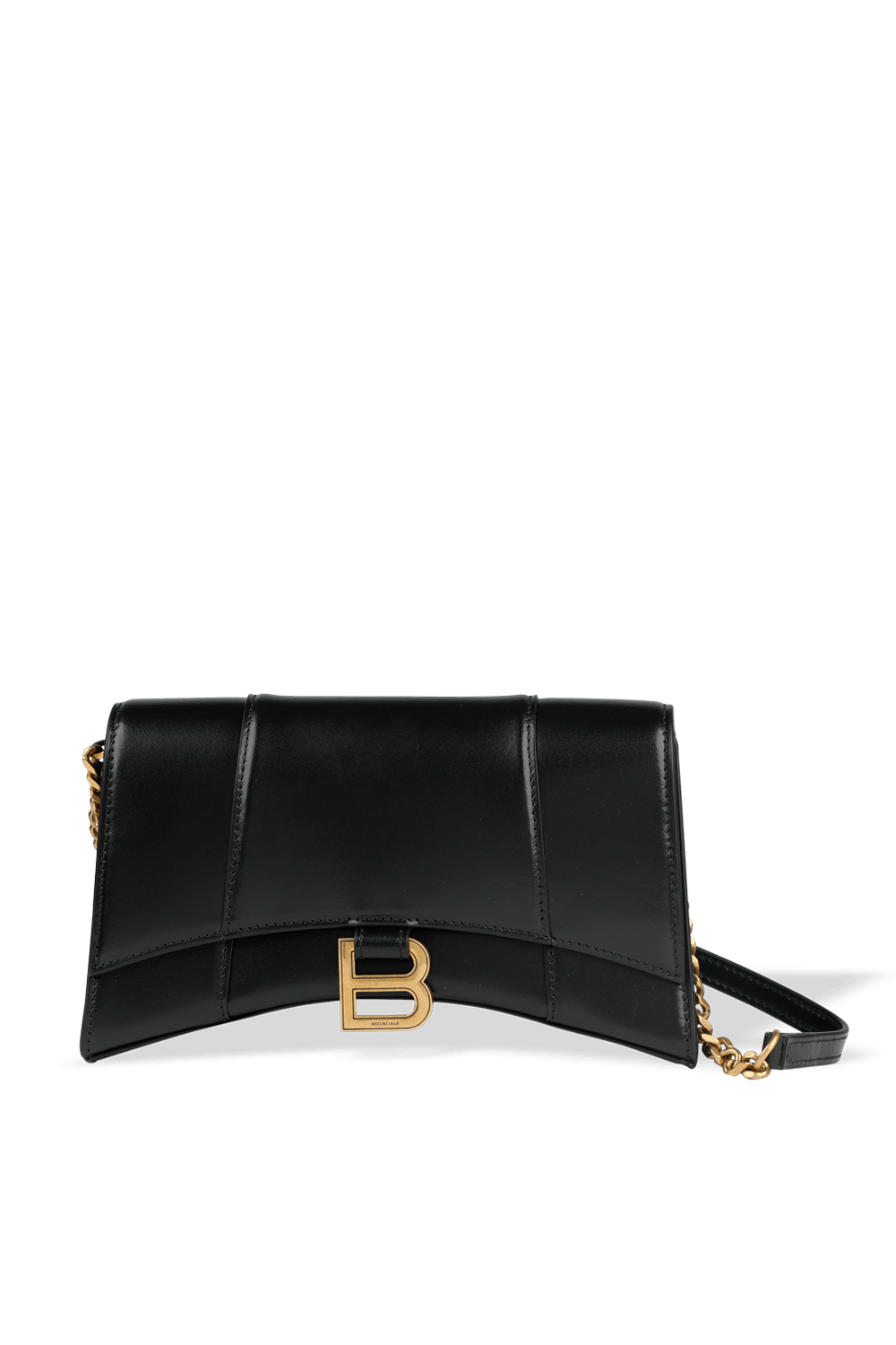 Hourglass Evening Bag in Black Leather Factory 54