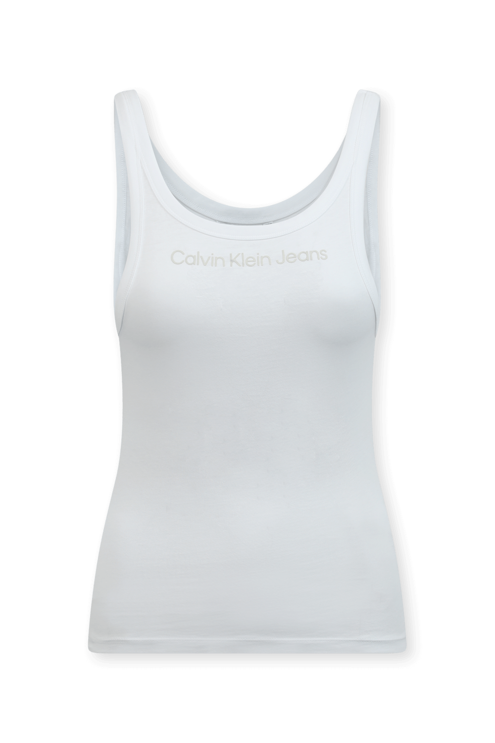 תמונה קידמית של גופייה לבנה עם לוגו