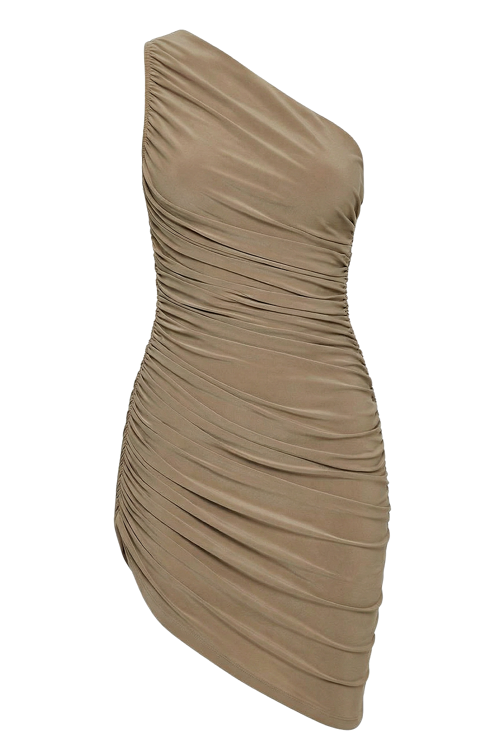 תמונה קידמית של שמלה א-סימטרית