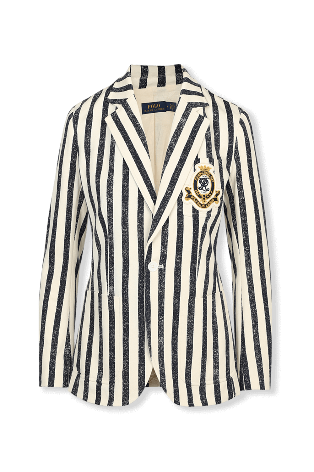 תמונה קידמית של Striped Cotton Blazer In Dark Blue